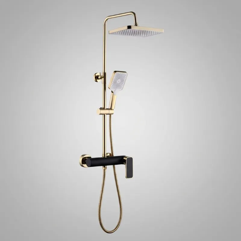 Ensemble de douche carré en or noir