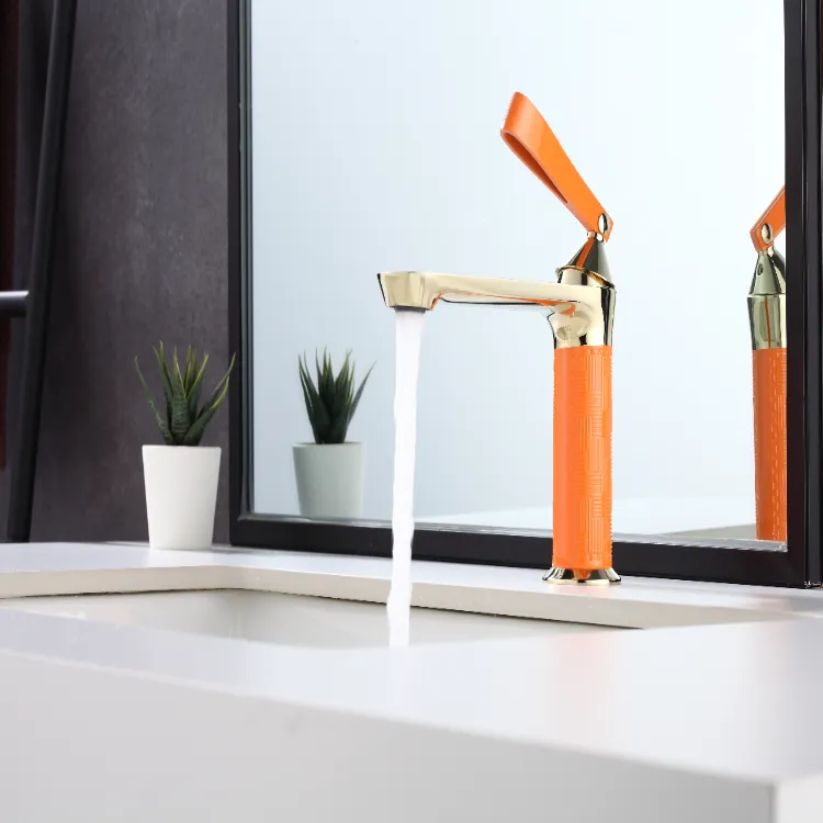 Modern Leather Textured Brass Basin Faucet