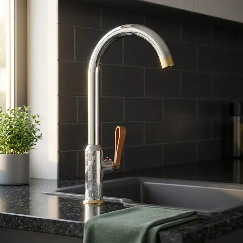 Robinet de cuisine de luxe en laiton à arc élevé